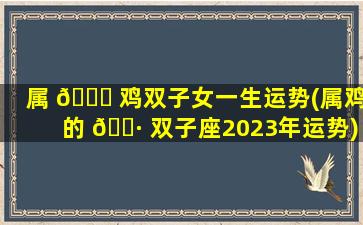 属 🐟 鸡双子女一生运势(属鸡的 🕷 双子座2023年运势)